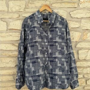 Massimo Dutti Blue and White Patterned Shirt